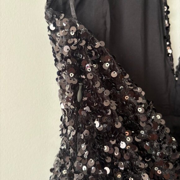 Zara Sequin Balloon Halter Mini Dress NWT Black Silver Size Medium Blogger Fav - Picture 7 of 10